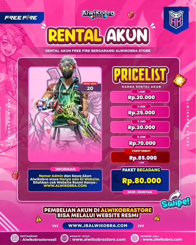 FREE FIRE RENTAL 20 — Free Fire — Reguler